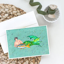 Load image into Gallery viewer, Black Headed Merman Greeting Cards -  Blank Note Cards – 8-Pack of Artist-Designed Cards with Envelopes