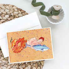 Load image into Gallery viewer, Red Headed Ginger Merman Greeting Cards -  Blank Note Cards – 8-Pack of Artist-Designed Cards with Envelopes