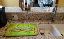 Load image into Gallery viewer, Bright Green Blue Crab Dish Drying Mat – Absorbent, Artistic Kitchen Essentials 8357DDM
