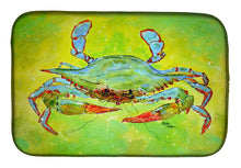 Load image into Gallery viewer, Bright Green Blue Crab Dish Drying Mat – Absorbent, Artistic Kitchen Essentials 8357DDM