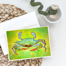 Load image into Gallery viewer, Bright Green Blue Crab Greeting Cards -  Blank Note Cards – 8-Pack of Artist-Designed Cards with Envelopes