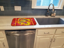 Load image into Gallery viewer, Bright Shrimp on Red Dish Drying Mat – Absorbent, Artistic Kitchen Essentials 8378DDM
