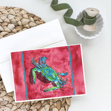 Load image into Gallery viewer, Blue Crab on Red Greeting Cards -  Blank Note Cards – 8-Pack of Artist-Designed Cards with Envelopes