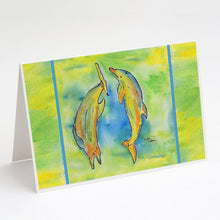 Load image into Gallery viewer, Dolphin on Grfeen Greeting Cards -  Blank Note Cards – 8-Pack of Artist-Designed Cards with Envelopes