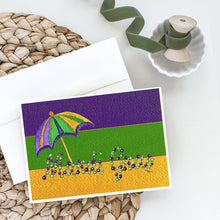Load image into Gallery viewer, Mardi Gras Beads and Umbrella Greeting Cards -  Blank Note Cards – 8-Pack of Artist-Designed Cards with Envelopes