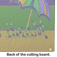 Load image into Gallery viewer, Mardi Gras Beads with Umbrella Glass Cutting Boards – Durable, Decorative Kitchen Art