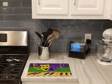 Load image into Gallery viewer, Mardi Gras Key Board with Comedy and Tragedy Glass Cutting Boards – Durable, Decorative Kitchen Art