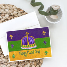 Load image into Gallery viewer, Happy Mardi Gras Crown Greeting Cards -  Blank Note Cards – 8-Pack of Artist-Designed Cards with Envelopes