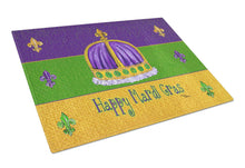 Load image into Gallery viewer, Happy Mardi Gras with Crown Glass Cutting Boards – Durable, Decorative Kitchen Art