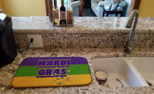 Load image into Gallery viewer, Mardi Gras Dish Drying Mat – Absorbent, Artistic Kitchen Essentials 8388DDM