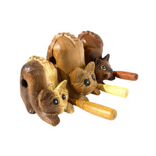 Load image into Gallery viewer, 4" Musical Wooden Cat Percussion Whistle Instrument