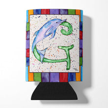 Load image into Gallery viewer, Letter G with Dolphin Can or Bottle Beverage Insulator Hugger 8430