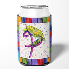 Load image into Gallery viewer, Letter P with  Turtle Can or Bottle Beverage Insulator Hugger 8439