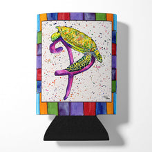 Load image into Gallery viewer, Letter P with  Turtle Can or Bottle Beverage Insulator Hugger 8439