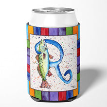 Load image into Gallery viewer, Letter R with Trout Fish Can or Bottle Beverage Insulator Hugger 8441