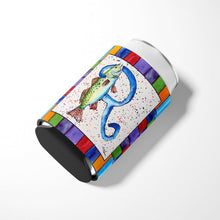 Load image into Gallery viewer, Letter R with Trout Fish Can or Bottle Beverage Insulator Hugger 8441