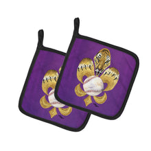 Load image into Gallery viewer, Tiger Fleur de lis Baseball Pot Holders - Set of 2 Decorative Kitchen Helpers | Made in the USA 8476PTHD