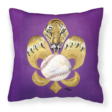 Tiger Fleur de lis Baseball Throw Pillow - 14x14 Decorative Pillow – Art for Your Home & Patio 8476PW1414