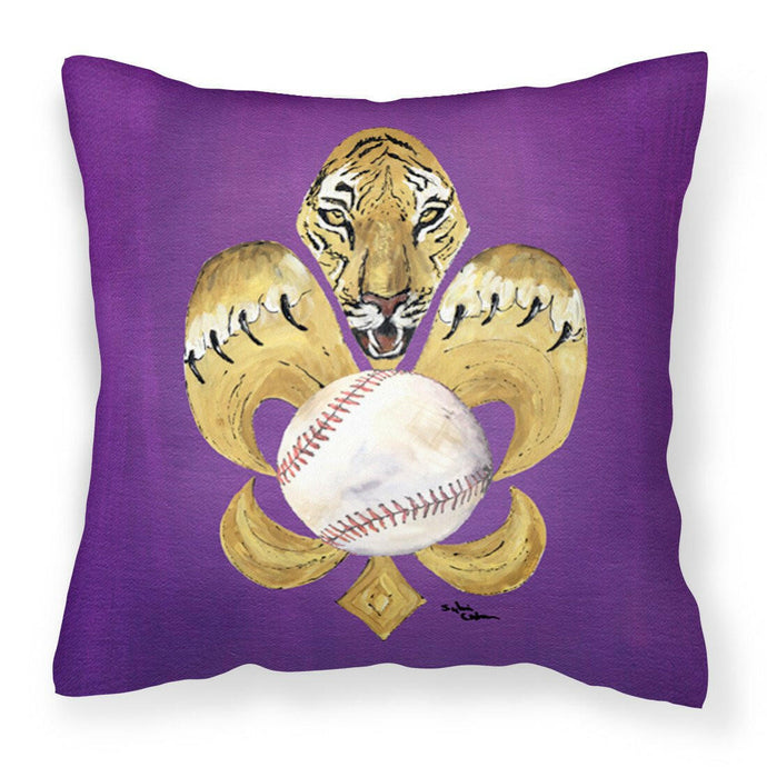 Tiger Fleur de lis Baseball Throw Pillow - 14x14 Decorative Pillow – Art for Your Home & Patio 8476PW1414