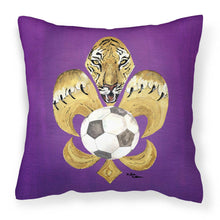 Load image into Gallery viewer, Tiger Fleur de lis Soccer Throw Pillow - 14x14 Decorative Pillow – Art for Your Home &amp; Patio 8477PW1414