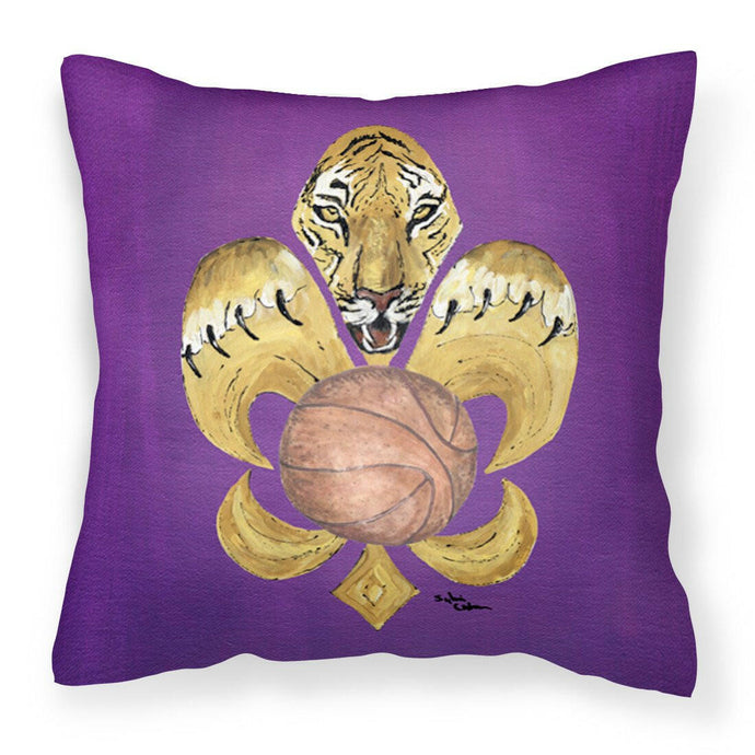 Tiger Fleur de lis Basketball Throw Pillow - 14x14 Decorative Pillow – Art for Your Home & Patio 8478PW1414