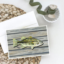 Load image into Gallery viewer, Small mouth Bass Fish on Pier Greeting Cards -  Blank Note Cards – 8-Pack of Artist-Designed Cards with Envelopes