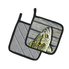 Load image into Gallery viewer, Fish Bass Small Mouth Pot Holders - Set of 2 Decorative Kitchen Helpers | Made in the USA 8493PTHD