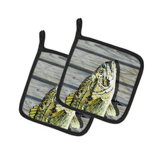 Load image into Gallery viewer, Fish Bass Small Mouth Pot Holders - Set of 2 Decorative Kitchen Helpers | Made in the USA 8493PTHD