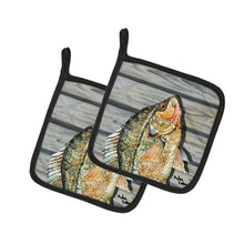 Load image into Gallery viewer, Croppie Fish on Pier Pot Holders - Set of 2 Decorative Kitchen Helpers | Made in the USA 8498PTHD