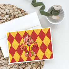 Load image into Gallery viewer, Hot Peppers Fleur de lis Greeting Cards -  Blank Note Cards – 8-Pack of Artist-Designed Cards with Envelopes
