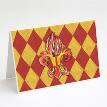 Load image into Gallery viewer, Hot Peppers Fleur de lis Greeting Cards -  Blank Note Cards – 8-Pack of Artist-Designed Cards with Envelopes
