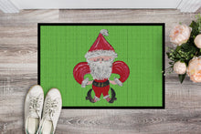 Load image into Gallery viewer, Christmas Fleur de lis Santa Claus Doormat - 24x36 Decorative Floor Mat – Indoor/Outdoor Rug