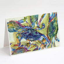 Load image into Gallery viewer, Blue Crab All Over Greeting Cards -  Blank Note Cards – 8-Pack of Artist-Designed Cards with Envelopes