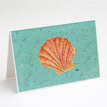 Load image into Gallery viewer, Shell on Teal Greeting Cards -  Blank Note Cards – 8-Pack of Artist-Designed Cards with Envelopes