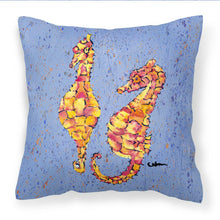 Load image into Gallery viewer, Seahorses on Blue Throw Pillow - 14x14 Decorative Pillow – Art for Your Home &amp; Patio 8526PW1414