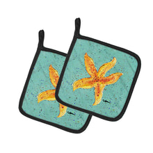 Load image into Gallery viewer, Starfish on Teal Pot Holders - Set of 2 Decorative Kitchen Helpers | Made in the USA 8527PTHD