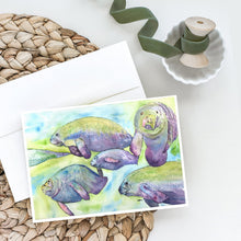 Load image into Gallery viewer, Manatee Family Greeting Cards -  Blank Note Cards – 8-Pack of Artist-Designed Cards with Envelopes