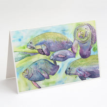 Load image into Gallery viewer, Manatee Family Greeting Cards -  Blank Note Cards – 8-Pack of Artist-Designed Cards with Envelopes