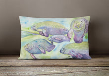 Load image into Gallery viewer, Manatee Decorative Pillow - Mantee Family – Indoor &amp; Outdoor Coastal Home Accent