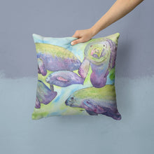 Load image into Gallery viewer, Manatee Throw Pillow - Manatee Family – Indoor &amp; Outdoor Coastal Home Accent