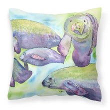 Load image into Gallery viewer, Manatee Throw Pillow - Manatee Family – Indoor &amp; Outdoor Coastal Home Accent
