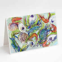 Load image into Gallery viewer, Crabs, Shrimp and Oysters Greeting Cards -  Blank Note Cards – 8-Pack of Artist-Designed Cards with Envelopes