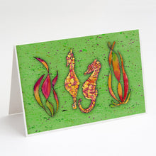 Load image into Gallery viewer, Seahorse on Green Greeting Cards -  Blank Note Cards – 8-Pack of Artist-Designed Cards with Envelopes
