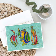 Load image into Gallery viewer, Tropical Fish on Teal Greeting Cards -  Blank Note Cards – 8-Pack of Artist-Designed Cards with Envelopes