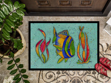 Load image into Gallery viewer, Tropical Fish on Teal Doormat - 24x36 Decorative Floor Mat – Indoor/Outdoor Rug