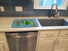Load image into Gallery viewer, Tropical Fish on Blue Dish Drying Mat – Absorbent, Artistic Kitchen Essentials 8570DDM