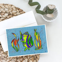 Load image into Gallery viewer, Tropical Fish on Blue Greeting Cards -  Blank Note Cards – 8-Pack of Artist-Designed Cards with Envelopes