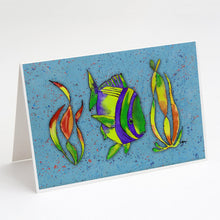 Load image into Gallery viewer, Tropical Fish on Blue Greeting Cards -  Blank Note Cards – 8-Pack of Artist-Designed Cards with Envelopes