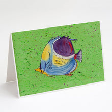 Load image into Gallery viewer, Tropical Fish on Green Greeting Cards -  Blank Note Cards – 8-Pack of Artist-Designed Cards with Envelopes