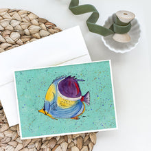 Load image into Gallery viewer, Tropical Fish on Teal Greeting Cards -  Blank Note Cards – 8-Pack of Artist-Designed Cards with Envelopes